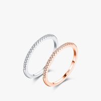 Fashion S925 Sterling Silver Simple Inlaid Diamond Ring main image 1