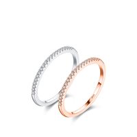 Fashion S925 Sterling Silver Simple Inlaid Diamond Ring main image 5