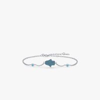 S925 Silver Sweet Abstract Ghost Bracelet Retro Turquoise Hand Jewelry main image 1