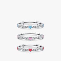 Fashion S925 Silver Ring Inlaid Diamonds Heart-shaped Ring main image 2