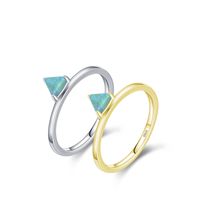 Fashion S925 Silver Ring Female Korean Inlaid Opal Geometric Single Ring main image 6