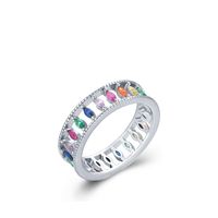 Fashion Sterling Silver S925 Rainbow Full Diamond Hollow Women's Ring main image 6