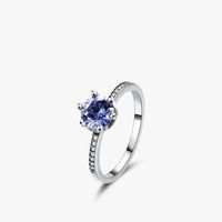 Fashion S925 Silver Tanzanite Blue Zircon Crown Gemstone Ring main image 1