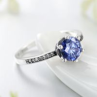 Fashion S925 Silver Tanzanite Blue Zircon Crown Gemstone Ring main image 3