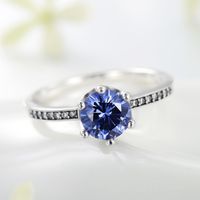Fashion S925 Silver Tanzanite Blue Zircon Crown Gemstone Ring main image 4