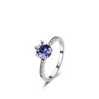 Fashion S925 Silver Tanzanite Blue Zircon Crown Gemstone Ring main image 6