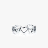 S925 Sterling Silver Retro Irregular Heart-shaped Hollow Opening Adjustable Ring main image 1
