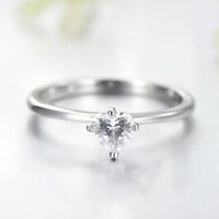 S925 Silver Simple Three-dimensional Heart Zircon Ring Female main image 3