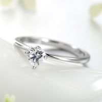 S925 Silver Simple Three-dimensional Heart Zircon Ring Female main image 4