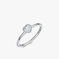Fashion Simple S925 Silver Diamond Heart Fine Ring main image 2