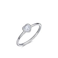 Fashion Simple S925 Silver Diamond Heart Fine Ring main image 6