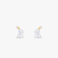 S925 Sterling Silver Frosted Simple Cute Rabbit Earrings Female main image 1