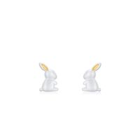 S925 Sterling Silver Frosted Simple Cute Rabbit Earrings Female main image 6