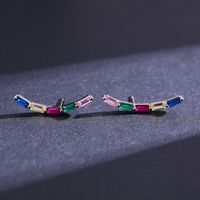 S925 Silver Rainbow-colored Crystal Long Women's Earrings Jewelry Wholesale main image 3