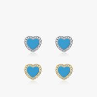 S925 Sterling Silver Heart-shaped Turquoise Stud Earrings Female main image 1