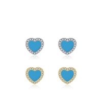 S925 Sterling Silver Heart-shaped Turquoise Stud Earrings Female main image 6