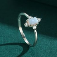 New S925 Sterling Silver Retro Inlaid Opal Index Finger Fine Ring main image 4