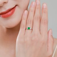 Fashion S925 Silver Inlaid Round Emerald Fine Ring Female main image 3