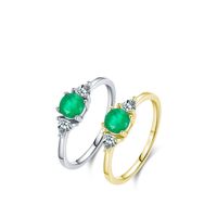 Fashion S925 Silver Inlaid Round Emerald Fine Ring Female main image 6