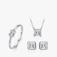 Fashion S925 Sterling Silver Diamond Necklace Earrings Ring main image 2