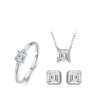 Fashion S925 Sterling Silver Diamond Necklace Earrings Ring main image 6