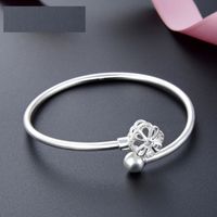 Korean Style Four-leafed Clover Round Beads Inlaid Zircon Opening Adjustable S990 Silver Bracelet main image 1