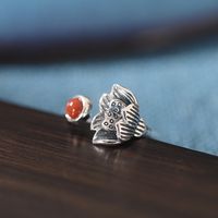 Lotus Red Agate Ring 925 Sterling Silver Jewelry New Retro Ring main image 4
