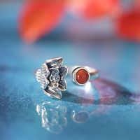 Lotus Red Agate Ring 925 Sterling Silver Jewelry New Retro Ring main image 5