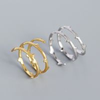 Simple S925 Silver Rattan Branch Texture Geometric Open Ring main image 3
