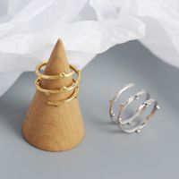 Simple S925 Silver Rattan Branch Texture Geometric Open Ring main image 4