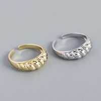 Fashion Twill Croissant Ring S925 Silver Retro Open Ring main image 3