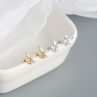 S925 Silber Schmetterling Diamant Piercing Schraube Knochen Ohr Stecker main image 3
