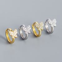 Boucles D&#39;oreilles En Diamant Incrusté De Papillons En Argent S925 À La Mode Femme main image 3