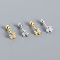 S925 Argent Fleur Diamant Mini Vis Oreille Os Boucles D&#39;oreilles Douces main image 3