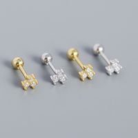 S925 Silver Flower Diamond Mini Screw Ear Bone Stud Sweet Earrings main image 3