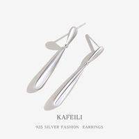 New S925 Sterling Silver Long Tassel Drop-shaped Texture Earrings main image 2