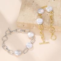 New Pearl Handmade S925 Silver Baroque Button Ot Buckle Bracelet main image 3