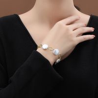 New Pearl Handmade S925 Silver Baroque Button Ot Buckle Bracelet main image 5