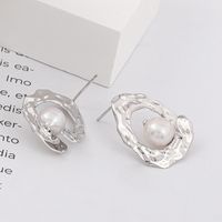 New S925 Silver Irregular Geometric Baroque Tin Foil Paper Pattern Earrings main image 3