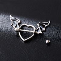 Fashion Piercing Jewelry Heart-shaped Wings Titanium Steel Breast Ring main image 5