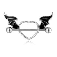 Fashion Piercing Jewelry Heart-shaped Wings Titanium Steel Breast Ring main image 6