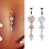 New Water Drop Flower-shaped Pendant Diamond Belly Button Piercing Umbilical Jewelry main image 1