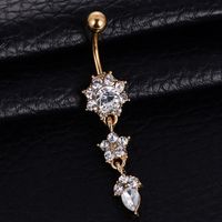 New Water Drop Flower-shaped Pendant Diamond Belly Button Piercing Umbilical Jewelry main image 3