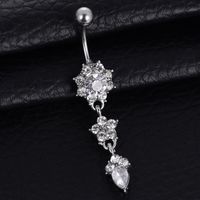 New Water Drop Flower-shaped Pendant Diamond Belly Button Piercing Umbilical Jewelry main image 4