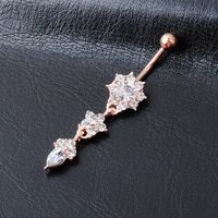 New Water Drop Flower-shaped Pendant Diamond Belly Button Piercing Umbilical Jewelry main image 5