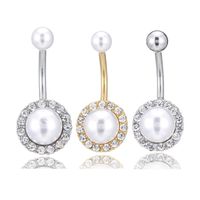 Human Body Piercing Belly Dance Jewelry Inlaid Pearl Round Drill Navel Nail main image 1