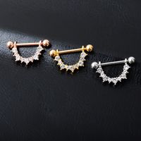 Fashion Piercing Jewelry Simple U-shaped Diamond Titanium Steel Breast Ring main image 2