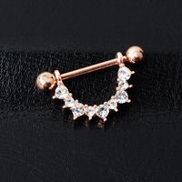 Fashion Piercing Jewelry Simple U-shaped Diamond Titanium Steel Breast Ring main image 3