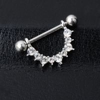 Fashion Piercing Jewelry Simple U-shaped Diamond Titanium Steel Breast Ring main image 4