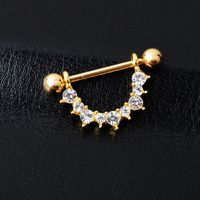 Fashion Piercing Jewelry Simple U-shaped Diamond Titanium Steel Breast Ring main image 5